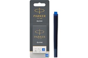 Parker cartouches d'encre pour stylo plume - longue - encre bleue effaçable QUINK - Lot de 10 (emballage blister)