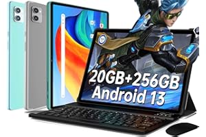 XUEMI Tablet 10 Zoll 20GB RAM + 256GB ROM (TF 1 TB), 2-in-1 Tablet Mit Tastatur Maus Octa-Core 2,0 GHz Tablet Android 13, 2,4G+5G WiFi, 1280 x 800 IPS HD, 7000 mAh, Typ-C/GPS/OTG (Blau)