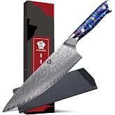 WILDMOK Chef Knife, Damascus Japanese VG10 Steel Kitchen Knives 8.1 Inch Chef Knife with Resin Handle, Chef Knives with Gift