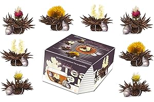 ‎CREANO Creano Teeblumen Variation im exklusiven Tassenformat Erblühteelini als Probierset - 8 Teeblüten in 4 verschiedenen Sorten (Schwarzer Tee)
