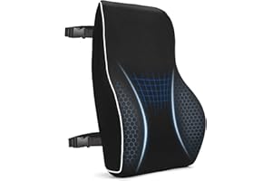 GOXIFACA Lumbar Support Cushion, Memory Foam Back Support For Office Chairs and Car Seat, Mesh Back Rest for Gaming Chair, Memory Foam Pillow, Desk Chair Cushion, Breathable & Washable Cover, Adjustable Straps