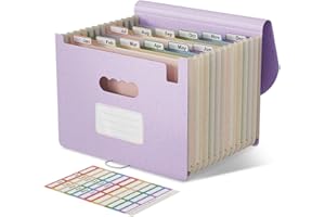 EcoStash Cartella Portadocumenti A4, 12 Tasche Porta Documenti in Paglia di Grano, Raccoglitore Documenti Espandibile per Ufficio Casa, Senza BPA, Ritorno alla Natura, Vita Sana - Viola Lavanda