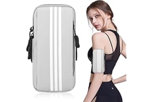 Risipu Handytasche Joggen,Sportarmband,für iPhone,Samsung,Schweißfest und Schnell-Trocknend,Armtasche für Running,Fitness,Laufen zubehör Kompatibel mit Mobiltelefonen unter 6,7 Zoll (Grau)
