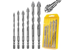 Flintronic 6-częściowy zestaw wierteł mimośrodowych, 4/5/6/8/10/12 mm, wiertło z twardego metalu z 4 ostrzami, do betonu, szkła, ceramiki, drewna, metalu, wiercenia