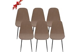 Jaotto Shell Chair Covers Set of 6,Stretch Shell Dining Chair Slipcovers,Diagonal Scandinavian Dining Chair Covers Washable Removable,Lounge Corner Chair Protector for Round Back Chair,Camel