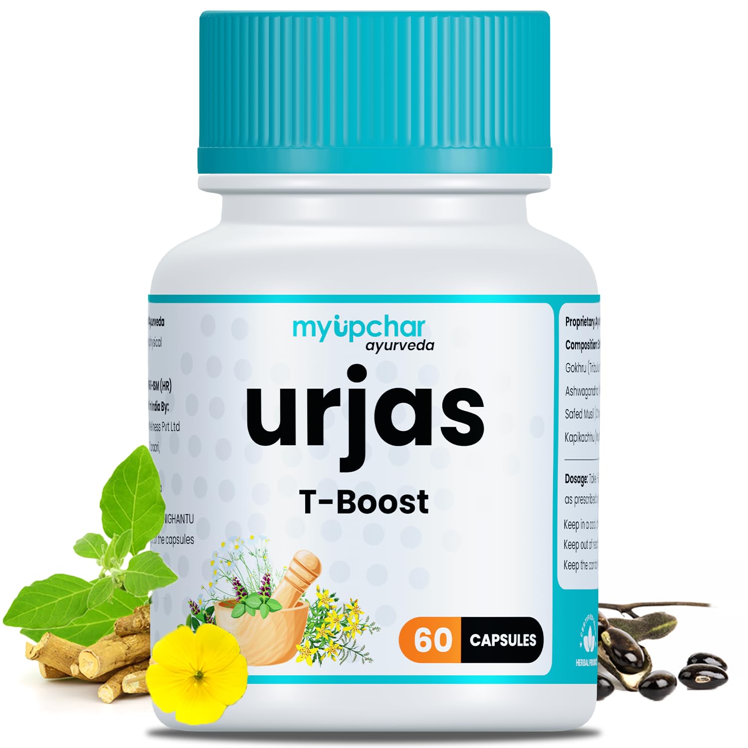 myUpchar Ayurveda Urjas Testosterone Booster Capsule | Supplement for Men With Ashwagandha, Safed Musli, Gokshura & Kapikacch