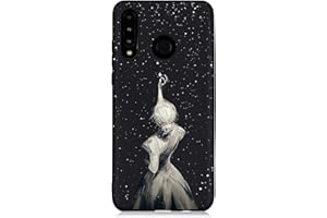 HopMore Negro Funda para Huawei P30 Lite Silicona Antigolpes Dibujos Espacio Universo Creativo Carcasa Gracioso TPU Resistente Ultrafina Cover Protección - Dibujo D