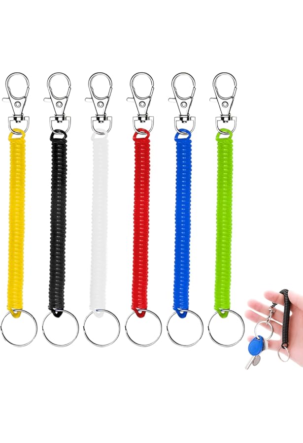 Porte Clef Flexible Porte-clés Enroulable En Plastique. Porte-clés Bracelet à Ressort Anti Anneau Porte Clé