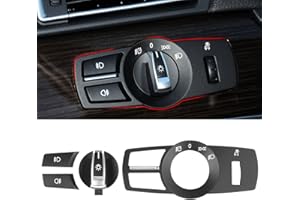 Jaronx Compatible with BMW Headlight Control Switch Set,4PCS Headlight Switch Button Panel Control Cover Kit, Headlight Knob Headlight Control Frame Foglight Button for 5 F10,6 F12,7 F01,X3 F25,X4 F26