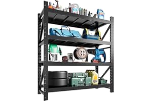 Sightlife Heavy Duty Steel Shelving Garage Racking Unit 4-Tier Garage Shelving Steel Shelves Adjustable Metal Shelving 250KG Per Shelf Storage Rack Shelf Racking160H x 121W x 54.5cmD Black