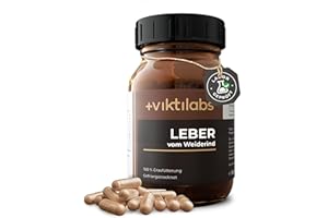‎VIKTILABS Leber vom Weiderind - gefriergetrocknete Rinderleber Pulver aus 100% Grasfütterung – Hochwertiges Beef Liver – 180 Kapseln – 3 g pro Tagesdosis (1er Pack)