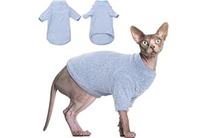 DENTRUN Sphynx Hairless Cats Shirt Pullover Kitten Tshirts mit Ärmeln Atmungsaktive Katzenkleidung Rollkragenpullover Entzückende haarlose Katze Kleidung Weste Pyjama Jumpsuit für alle Jahreszeiten
