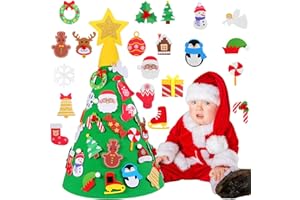 OIOYLEY Weihnachtsbaum Filz Kinder 3D, DIY Filz Weihnachtsbaum mit 29pcs Verzierungen, Weihnachtsdeko Kinder, Kinder neues Jahr Spiel handgemachte Spielzeug für Weihnachten zu Hause Parteidekor (A)