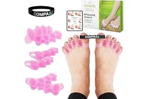 COMPASJ Separador de Dedos de los Pies + Banda Anti-juanetes - Corrector de juanetes de silicona para enderezar dedos torcidos - Separador Silicona Dedos Superpuestos - Corrector Hallux Valgus 0% BPA (Mixto)