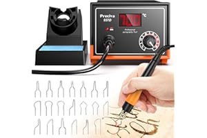 Preciva Brandmalstation,937D Brandmalerei Set Digitalanzeige Pyrographie-Lötstation,Temperaturbereich 250°C-700°C, ausgestattet mit 20 Pyrographieköpfen unterschiedlicher Form, geeignet für Holz,Usw