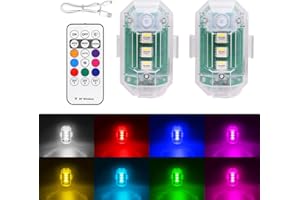 LETRADE 2 PCS Wireless LED Interior Light for Car with Remote Control, 350mAh Long-Lasting, 8 Colors Mini Lights, Car LED Ambient Lights for Motorcycle, Drone, Truck,Automotive & Bike