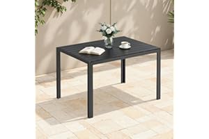 ‎CLEVICH Clevich Gartentisch Wetterfeste, 110x70cm, Outdoor-Esstisch, WPC Balkontisch, Aluminiumrahmen, Wetterfeste Gartenmöbel, Quadratischer Terrassentisch, Schwarz