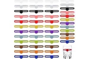 DIYCUT 48 Pièces Marqueur de Verre en Silicone 12 Couleurs, Marque Verre à Vin, étiquettes de Verres à Vin, Stylos Réutilisables, pour Maison, Bar, Cuisine, Fêtes, École et Bureau