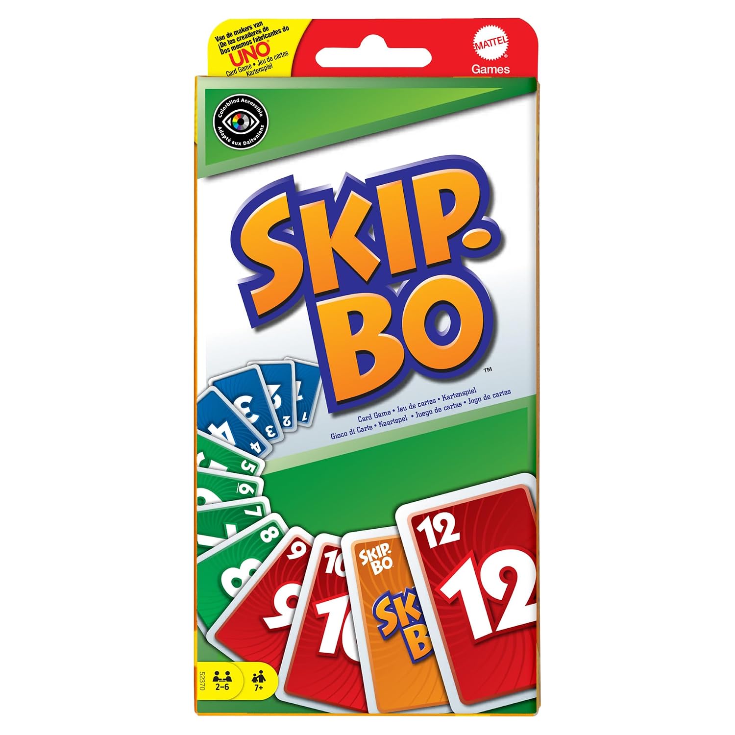 Mattel Games Skip-BO, Kartenspiele für die Famile, Perfekt als Kinderspiel, Reisespiel oder Spiel für Erwachsene, Gesellschaftsspiel, für 2-6 Spieler, ab 7 Jahren, 52370