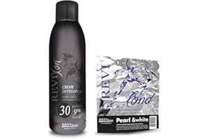 REVILINE Set of Cream peroxide 1000ml (9% volume 30) and Bleach Powder (PEARL&WHITE) 500g no dust formula Professional Lightening bleaching highlighting hair protect formula