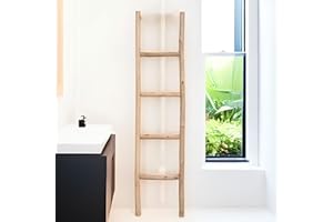 Marrakesch Orient & Mediterran Interior Marrakech - Scaletta decorativa in legno, 150 cm, Manon Natur come portasciugamani indipendente in bagno