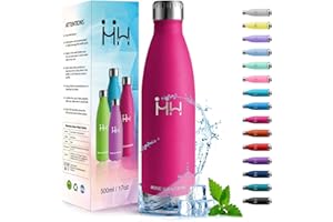 HoneyHolly Botella Termica - 500ML - Botella agua Acero Inoxidable, Termo con pared Doble Aislamient, de Fugas, Cantimplora Termica para Niños, Deportiva, Gym - Conserva 12 Horas Caliente, 24 frio