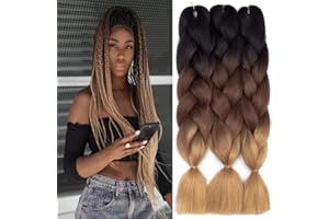 FANWYFYU FanYu Pelo trenzado Kanekalon Ombre Jumbo trenzado de 24 pulgadas 3 paquetes de extensión profesional para mujeres Crochet Twist trenzas pelo sintético (magenta - rosa claro)