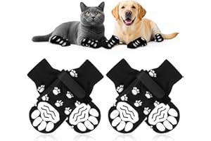 KILDOWS 4 Chaussettes Antidérapantes pour Chiens, Chaussette Chien Protection Plaie Chausson Antidérapante pour Petits ou Moyen Chien et Chats, Accessoires pour Chiens Noir - M