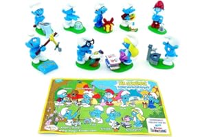 Kinder Überraschung, 9 figurines Schtroumpf de la série Total s'agglumpf de 2008 avec un BPZ