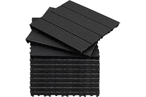 CCLIFE WPC Terrassendielen, Balkon Boden, Terrassenfliesen, Klickfliesen Terrasse, 30x30 cm, Wasserdicht Rutschfest, Geeignet für Balkon und Garten, Dunkelgrau,CushHom