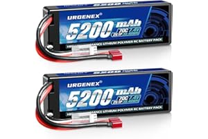 URGENEX 7.4V 5200mAh Lipo Battery 2S 70C High Discharge Rate RC Batteries with Deans T Plug Fit for RC Car Truck, RC Airplane, FPV Drone, UAV Quadcopter and Helicopter
