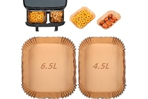 GINOYA Luftfritteuse-Liner für Tefal XXL Dual Easy Fry 11L, Papierzubehör für EY942BG0 (100