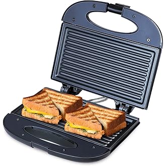Bajaj New SWX 400 2-Slice Sandwich Grill Toaster | Non-Stick Coating Plates | Buckle Clip Handle | 1 Year Product Warranty 【Black】