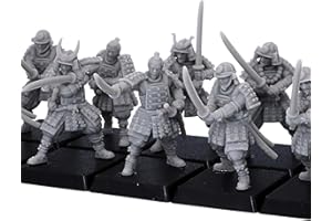 Forged Terrain Set di 12 modellini giapponesi di spadaccini samurai in miniatura, altamente dettagliati, per giochi da tavolo, giochi di guerra storici, mini per giochi di guerra, statuette feudali,