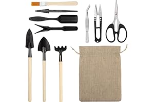 RosewineC 11 Pcs Mini Gardening Tools Flax Bag Set Gardening Transplanting Tools for Succulent Plant Transplanting and Shovel Operation Convenient Indoor and Outdoor Small Fairyland Garden Plant Care