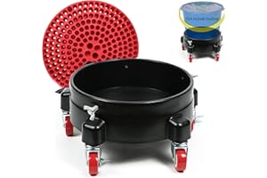 E-GREETSHOPPING Car Wash Bucket Base with Grit Guard, Car Cleaning Bucket 5 Gallon Bucket Dolly, Rolling Dolly, Professional Detailing Bucket Service Car Cleaning Kit, with 360° Wheels, for Car Detailing, Cleaning