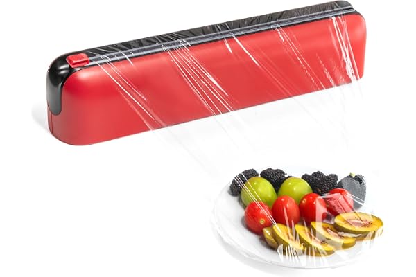 Quasziwa Dispenser och skärare för aluminiumfolie och plastfolie – magnetisk och borrfri, enkel enhandshantering, platsbesparande köksorganisatör för bänkskivor och skåp, plastfoliedispenser – passar