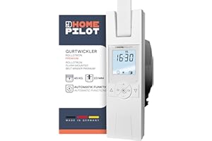 HOMEPILOT avvolgitore elettrico RolloTron premium per tapparelle fino 45 kg (circa 6 m²), per cinghia da 23 mm, Programma giornaliero/settimanale/astro, funzione casuale, azionamento Made in Germany