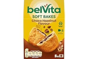 Belvita Soft Bakes Filled Chocolate Hazelnut Biscuits OFFICIAL, Breakfast Bars or Snacks, 5 Biscuits per unit, Pack of 250 g