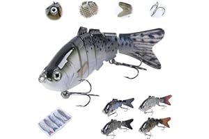 Matymats Multi Jointed Lures for Bass, Trout, Perch & Pike - Slow Sinking Bass Lure, Sea Fishing Swimbaits for Fresh & Saltwater - Fishing Gifts for Men