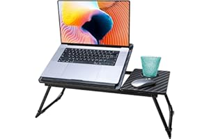 HOFLERA Laptop Desk, Laptop Bed Table with Foldable Legs & Cup Slot, Reading Holder Notebook Stand Breakfast Bed Tray Book Holder for Sofa, Bed, Terrace, Balcony (Black-2)