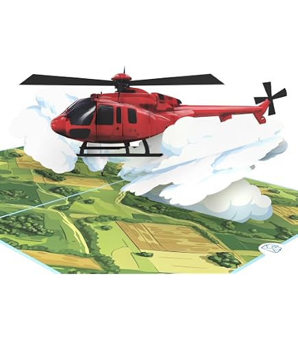 Biglietto Pop-Up 3D Fai Da Te Con Elicottero: Originale E Con Busta Inclusa Per Ogni Occasione - 3