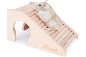 Niteangel Casa para hámster con escalera de escalada para hámsteres, jerbos, ratones o mascotas de tamaño similar (cabaña de hámster en forma de trapecio)