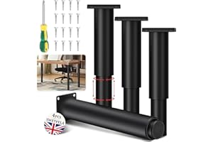 Swetfela 4 Piece Desk Legs, Legs for Furniture Expandable 25-45CM, Metal Table Legs with Screwdriver and Screws, Coffee Table Legs, Breakfast Bar Legs for Bookcases, Tables, Chairs, Tv Cabinets