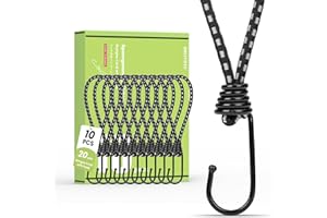 Brotree Cuerdas Elásticas con Ganchos 20cm Goma Pulpos Elasticos Pequeños 10 Pcs Tensores Elásticos para Lonas, Sujeccion, Exterior, Carpas, Pancartas