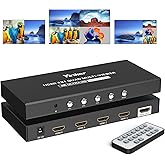 Yinker 4K HDMI Multiviewer 4x1 4K@30Hz Seamless HDMI Vierfach-Switcher 4 in 1 Out für Sicherheitskamera, Spielkonsolen Single