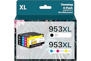 Tomokep Replacement for HP 953XL Ink Cartridges Multipack with Newest Chip for 953 XL Compatible for HP Officejet Pro 7740 8218 8710 8715 8718 8719 8720 8725 8730 8740(Black, Cyan, Magenta, Yellow)