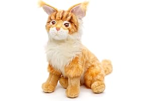Uni-Toys - Kot Maine-Coon, siedzący (brązowy) - 30 cm (wysokość) - pluszowy kot - pluszowa zabawka, przytulanka