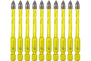 SANLEETEK Masonry Carbide Drill Bits Set - 10pcs 6mm Tungsten Carbide Tip with Quick Change Hex Shank for Wood Plastic Masonry Ceramic Tile Concrete