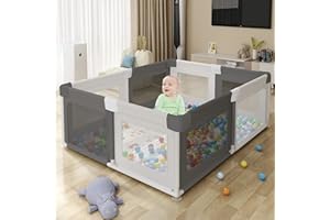 ARKYOMI Laufstall Baby Tragbar Baby Laufgitter 150 * 150cm Spielhof für Kinder Aktivitätszentrum mit rutschfester Unterseite Kinderzaun für Kleinkinder